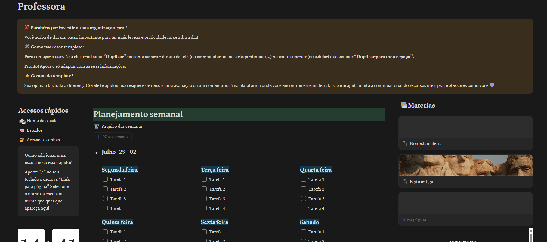 Template para Professores: Vida acadêmica