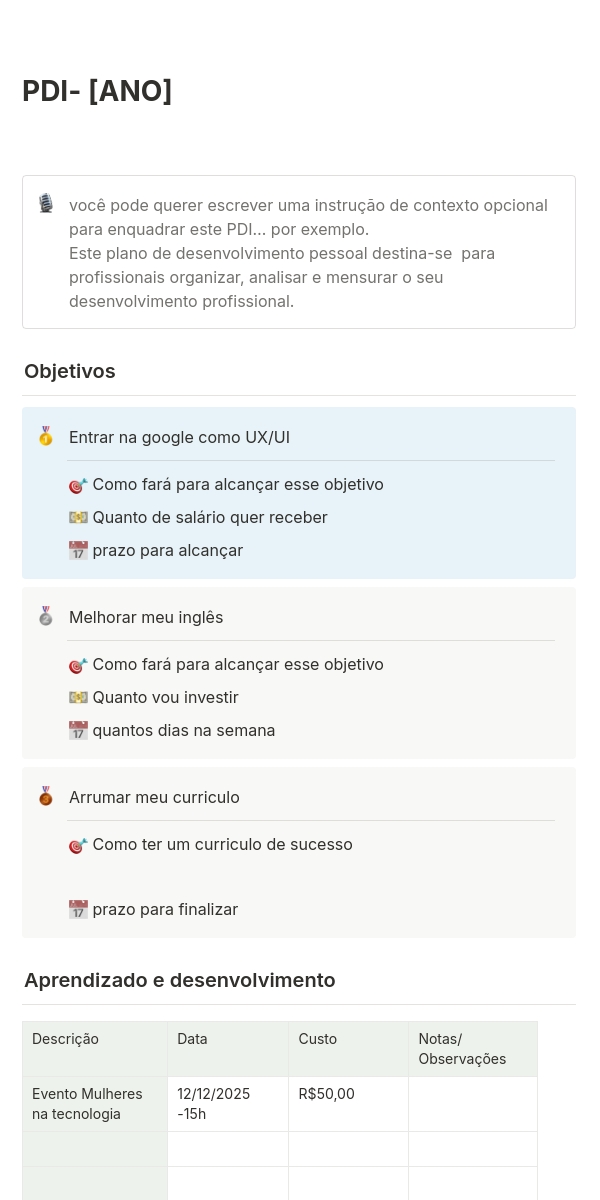 Planejamento de desenvolvimento pessoal (PDI) - Imagem 2