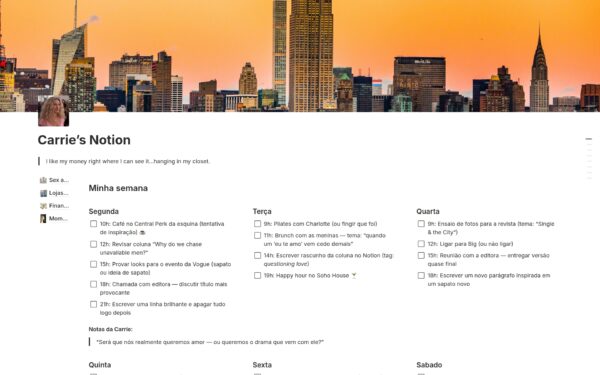 Notion da Carrie Bradshaw's