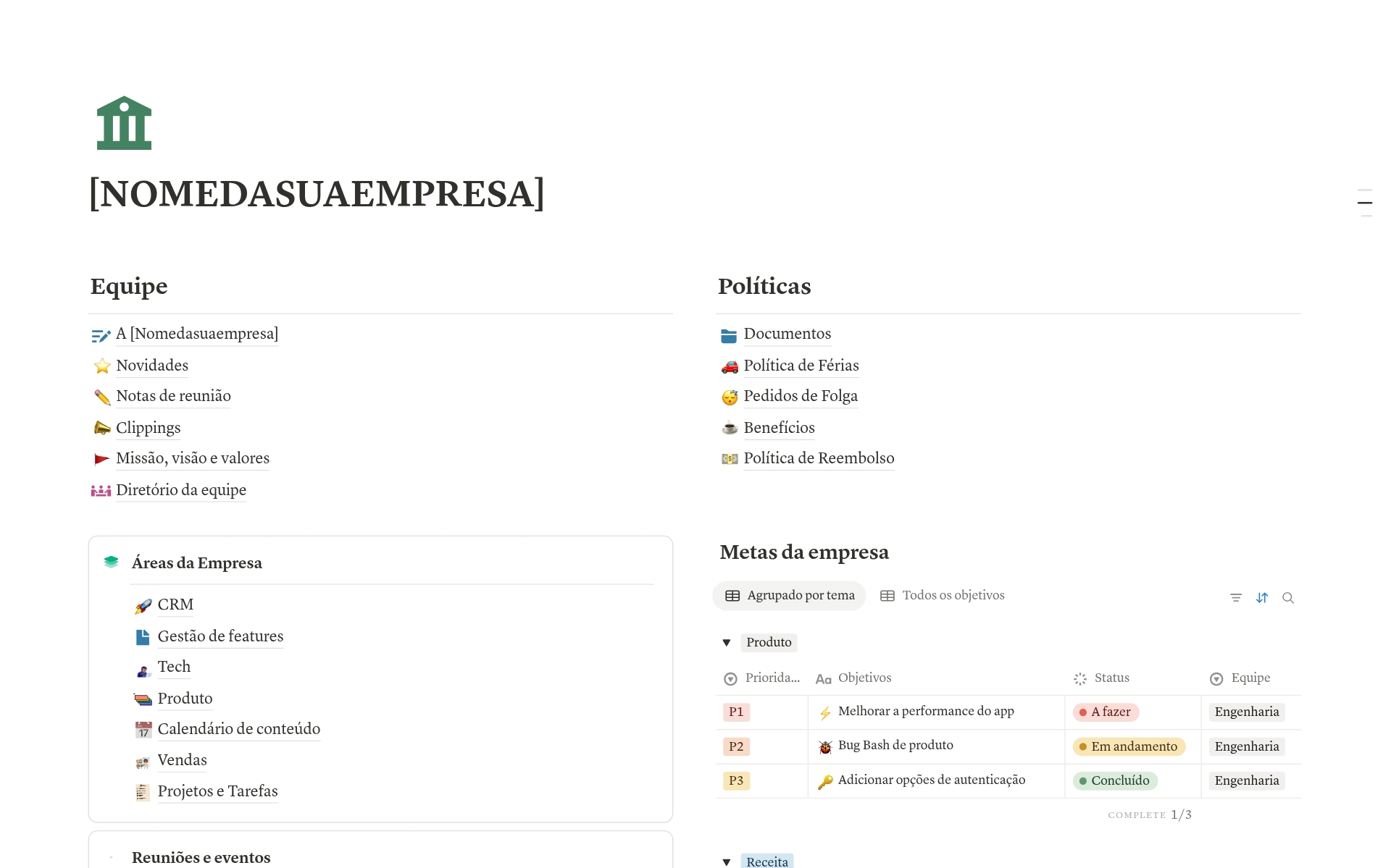 Seu negócio organizado| Template para empresas